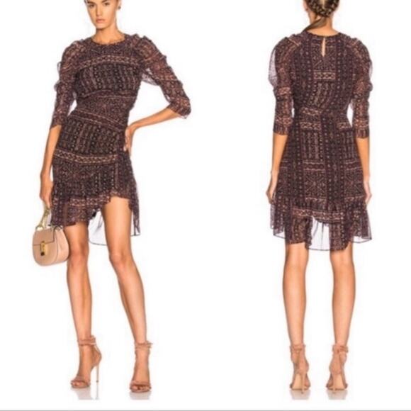 ULLA JOHNSON Aicha Ikat 100% Silk Chiffon Mini Dress 4 - Picture 1 of 10
